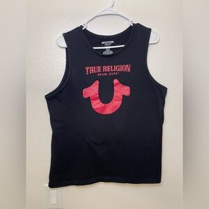 True Religion Men’s  Black Muscle Tank Top with Red Logo Size‎ M